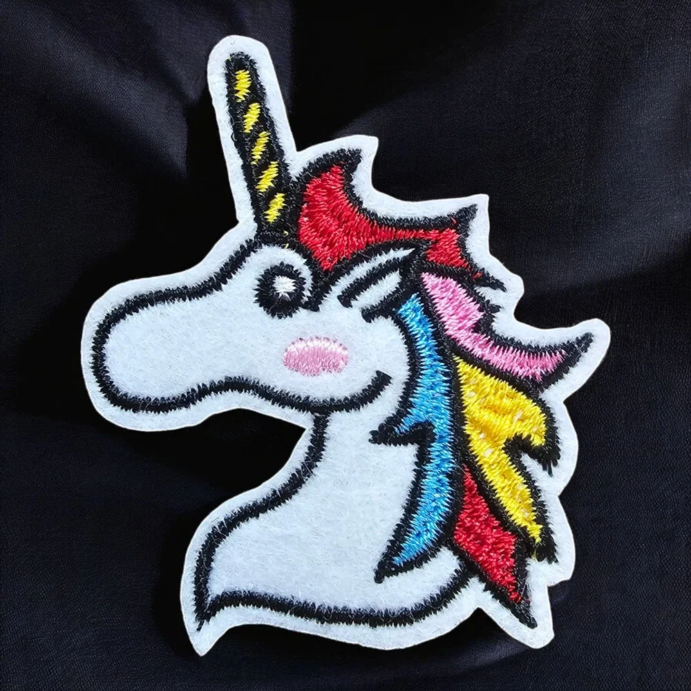Iron On Patch Unicorn White Rainbow Cartoon Clothing Decal Embroidery